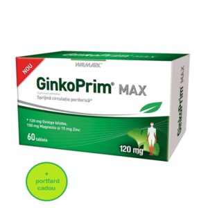 GINKOPRIM MAX 120MG X 60 TABLETE + PORTFARD CADOU