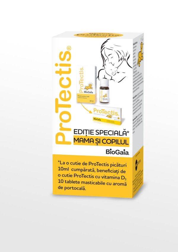 PROTECTIS EDITIE SPECIALA MAMA SI COPILUL (10ML PICATURI + VITAMINA D3 10 TABLETE)