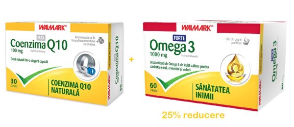 WALMARK COENZIMA Q10 MAX 100MG X 30 CAPSULE + OMEGA 3 FORTE 60 CAPSULE 25%REDUCERE