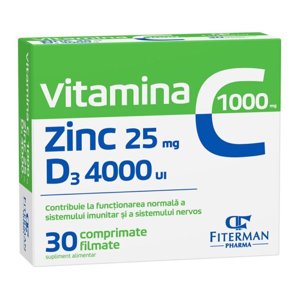 VITAMINA C 1000+ZINC 25+D3 4000 30 COMPRIMATE FILM FITERMAN