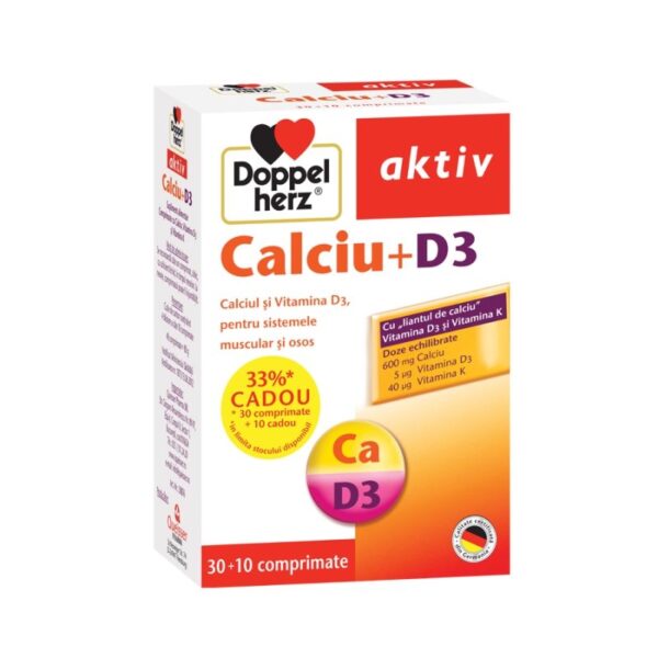 DOPPELHERZ AKTIV CALCIU + D3 X 30 COMPRIMATE + 10 COMPRIMATE CADOU