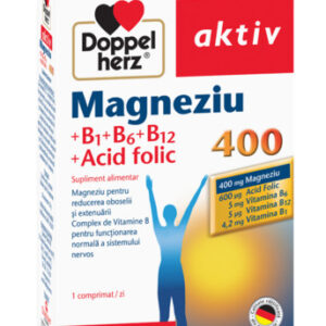 DOPPELHERZ AKTIV MAGNEZIU 400 + VITAMINELE B1 + B6 + B12 + ACID FOLIC 30 COMPRIMATE