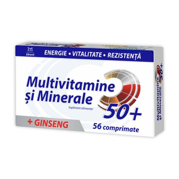 ZDROVIT MULTIVITAMINE SI MINERALE CU GINSENG 50+ 56 COMPRIMATE