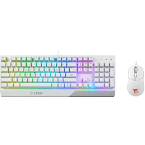 Kit tastatura si mouse gaming MSI Vigor GK30 Combo, Iluminare RGB, Alb