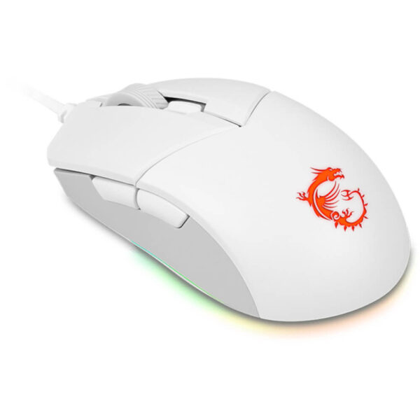 Mouse gaming cu fir MSI Clutch GM11, 5000 dpi, RGB, Alb